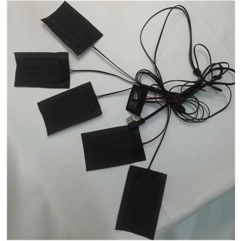 Indumenti per coperte Pad di riscaldamento 5pcs ciascuno 7x11cm 5 in uno Pad di riscaldamento USB 5V per giubbotto