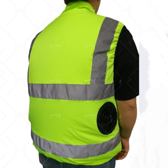 Vesti di sicurezza verde con ventilatore di raffreddamento Vesti riflettenti Hi Vis e ventilatori per i lavoratori della sicurezza stradale