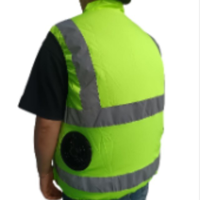 Vesti di sicurezza verde con ventilatore di raffreddamento Vesti riflettenti Hi Vis e ventilatori per i lavoratori della sicurezza stradale