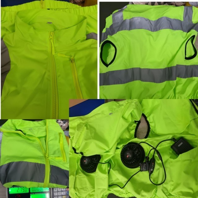 Vesti di sicurezza verde con ventilatore di raffreddamento Vesti riflettenti Hi Vis e ventilatori per i lavoratori della sicurezza stradale