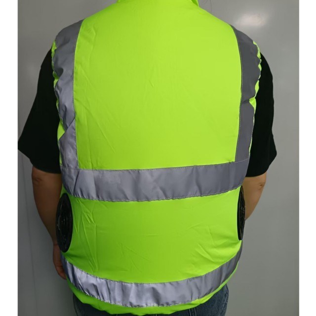 Vesti di sicurezza verde con ventilatore di raffreddamento Vesti riflettenti Hi Vis e ventilatori per i lavoratori della sicurezza stradale