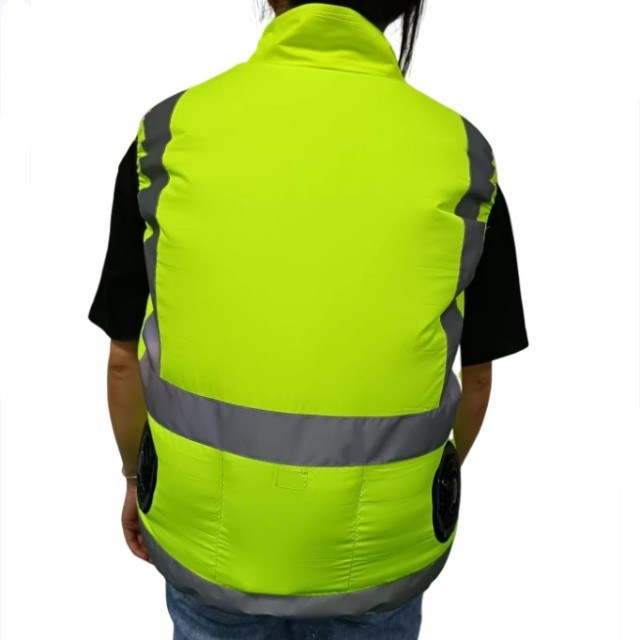 Gilet rinfrescante con ventola integrata, multi-tasche, abbigliamento riflettente e ventole per lavoratori edili e addetti alle pulizie