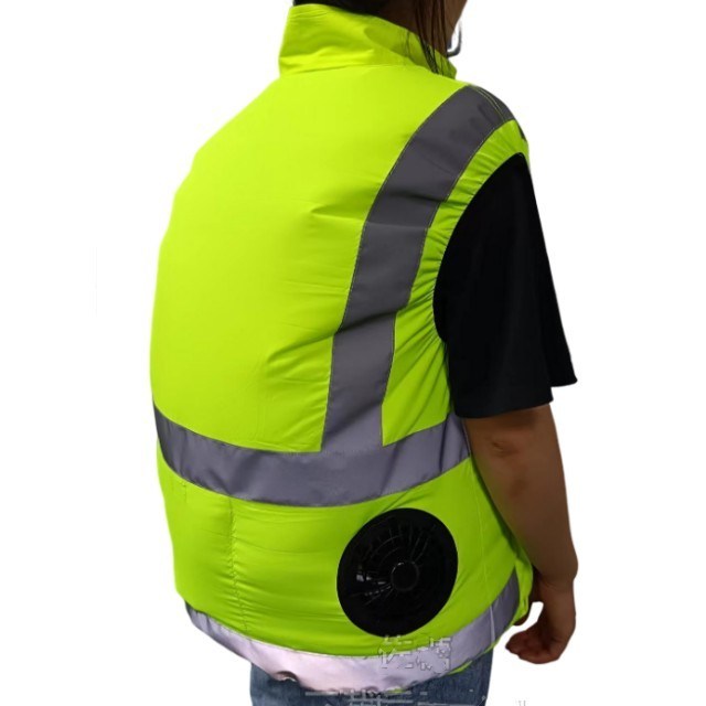 Gilet rinfrescante con ventola integrata, multi-tasche, abbigliamento riflettente e ventole per lavoratori edili e addetti alle pulizie