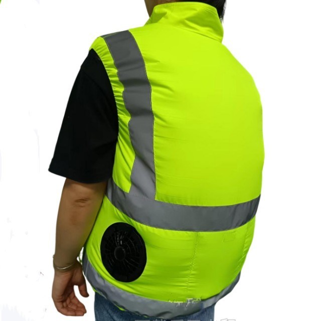 Gilet rinfrescante con ventola integrata, multi-tasche, abbigliamento riflettente e ventole per lavoratori edili e addetti alle pulizie